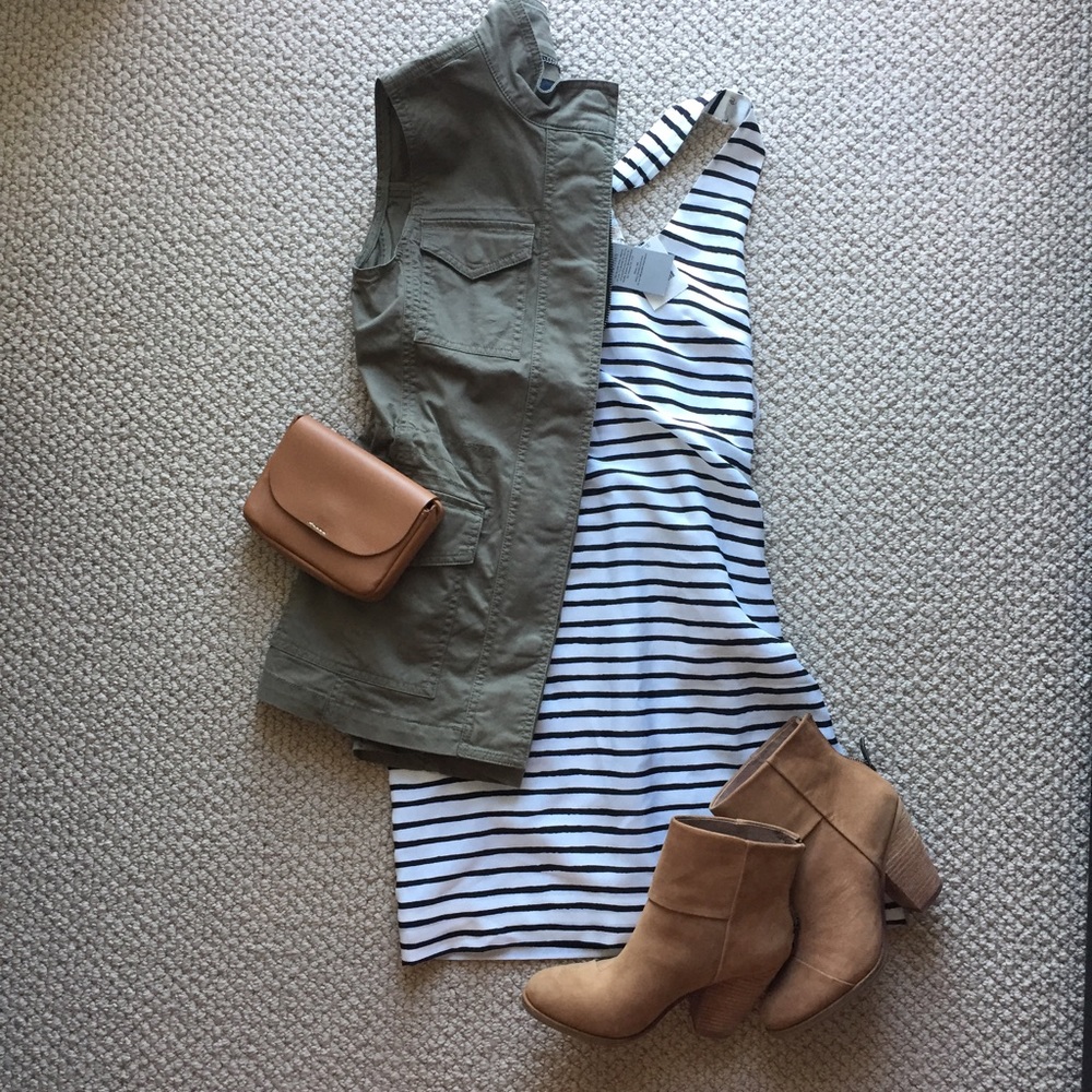 J Crew factory striped twisted back dress