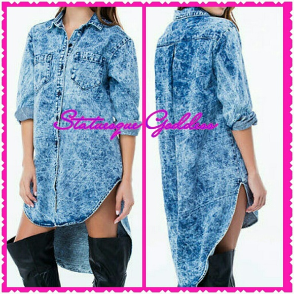 Acid wash denim dress