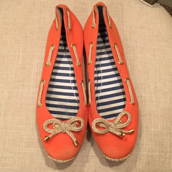 Kate Spade Orange Espadrille Canvas Flats - 9