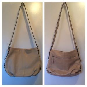 Genuine Coach Beige Leather Shoulder Bag