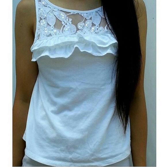 Hollister white ruffle top