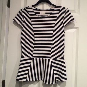 Silence + noise Black & white striped peplum top