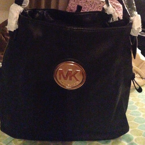 Black leather MK bag