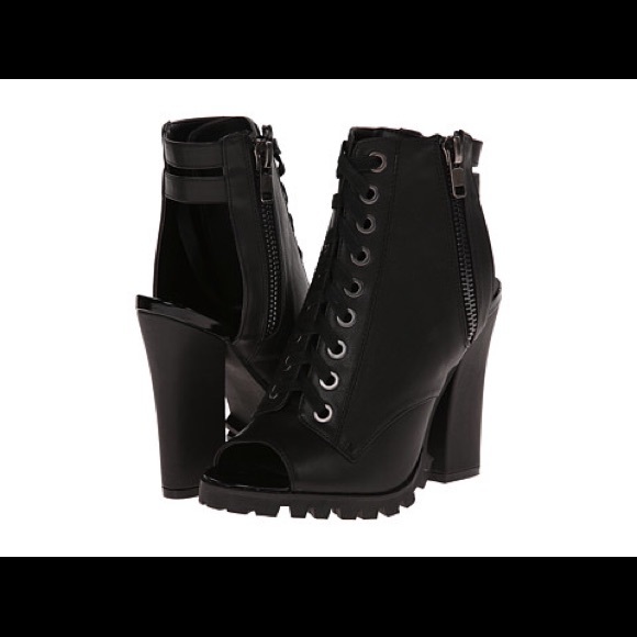 Chunky heel peep toe booties OH HOLD