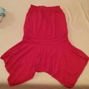 Red tube top mini dress