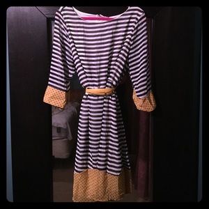 ModCloth Kristin Miles Navy Yellow Plus dress 2X