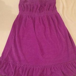 Purple sparkly tube top mini dress