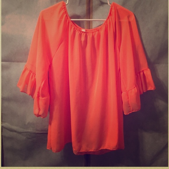 sheer orange blouse