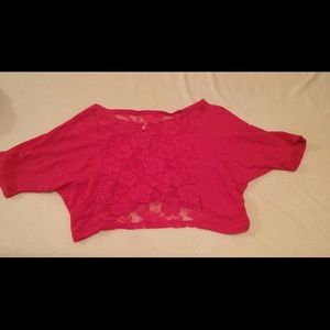 Red lace back crop top