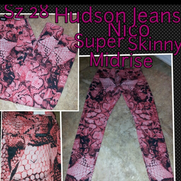 Abstract Pink Black Nico Super Skinny Hudson Jeans - Picture 2 of 2