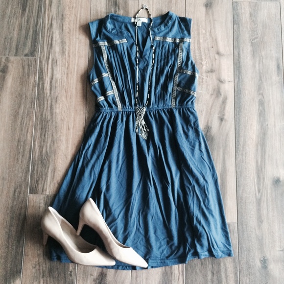 Navy Blue Dress with Tribal Accents