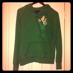 American Eagle Green Zipper Hoodie