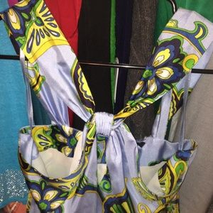 Banana Republic Silk/Polyester Blue Multi Dress