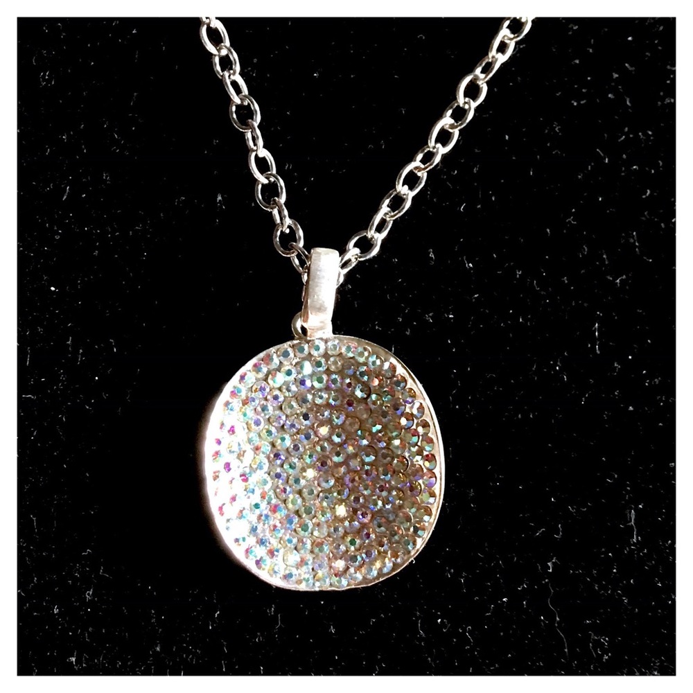 Stunning Crystal Encaved Disk Necklace