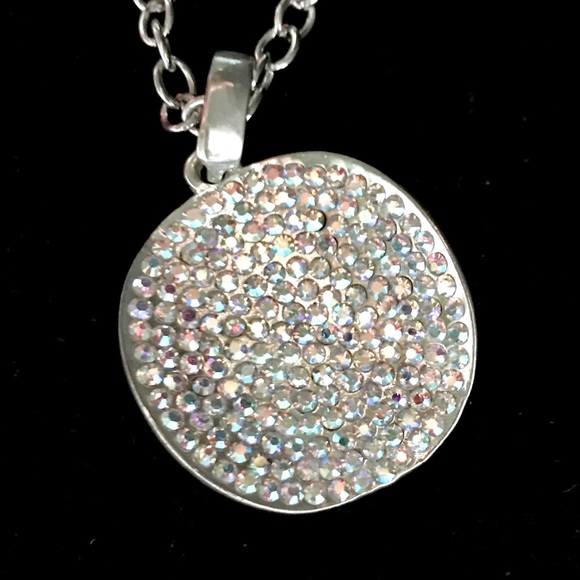 Stunning Crystal Encaved Disk Necklace - Picture 2 of 4
