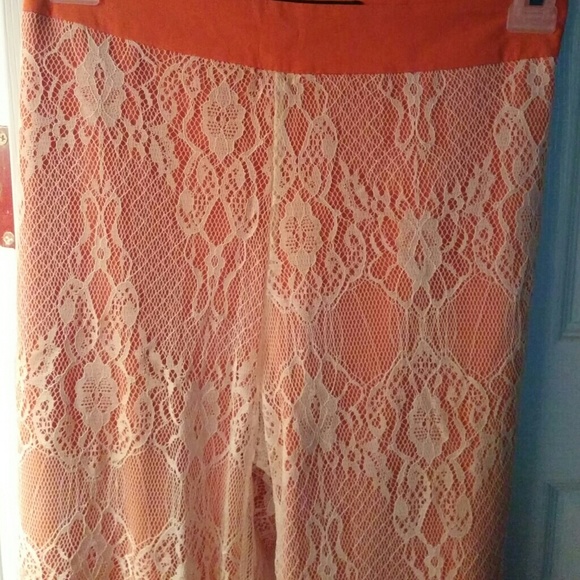 Orange lace pants