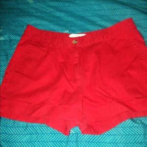 Red High Waisted Fabric Shorts