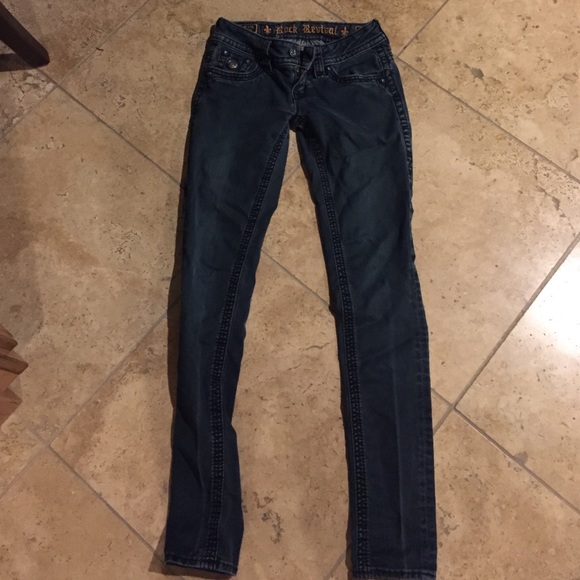 Dark Wash Rock Revival Skinnies Size 25 - Picture 2 of 2