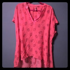 Yummy Plus pink sheer skull blouse