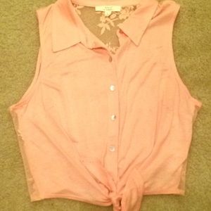Salmon lacy crop top
