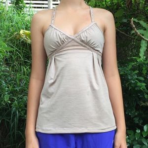 Lululemon pink sports bra workout tank cross back