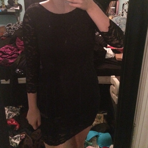 Tight lace little black dress