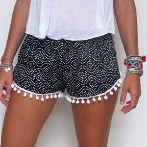 Black and White Pom Pom shorts