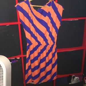 Orange/navy blue striped sundress