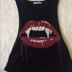 Sheer Vampire Lips Tank Top