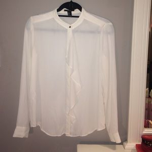 Sheer white long sleeve button up