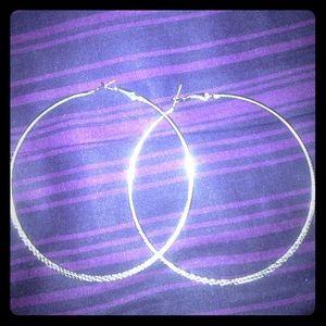 Big silver hoop earrings