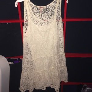 White lace dress w/ white slip underneath