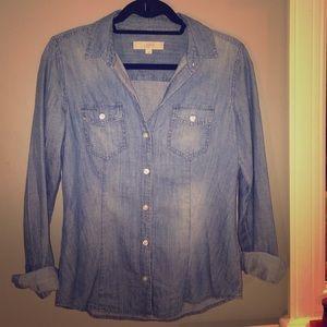 Ann Taylor Loft Long Sleeve Denim Button Up