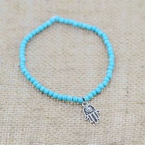 Hamsa beaded anklet