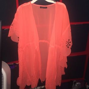 Bright coral bathing suit cover up