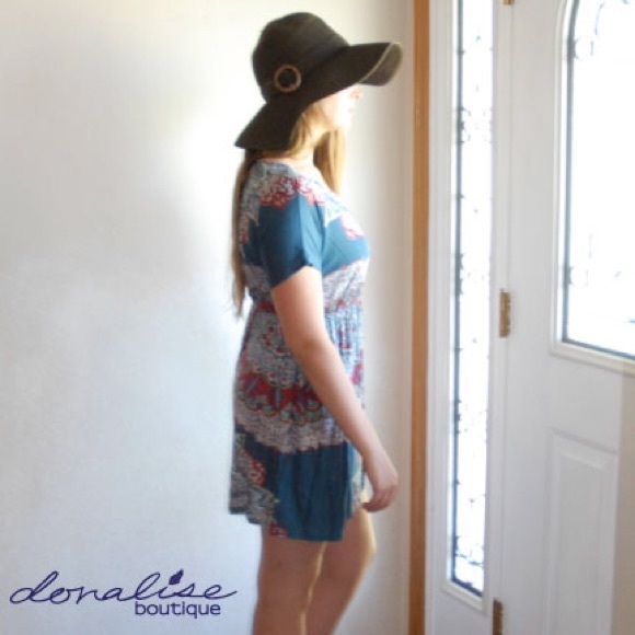 Teal Print Dress - Picture 2 of 3