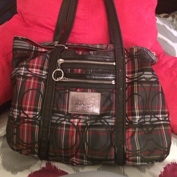 Coach tartan glam tote
