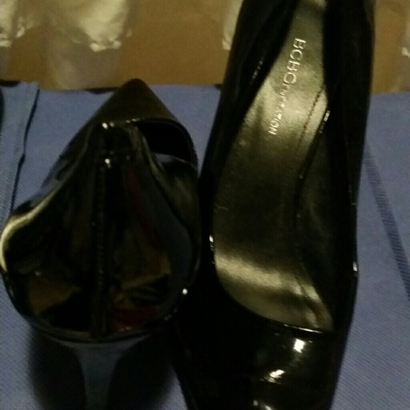 Black leather heels