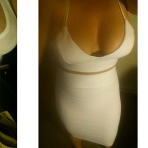 Sexy white crop top and skirt set