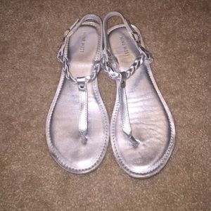 Silver Nine West flat sandal