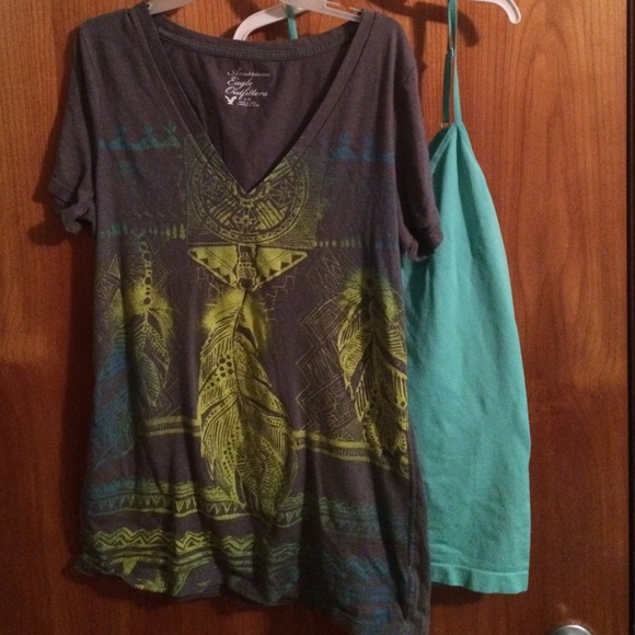 Gray V-Neck & Mint Tank