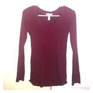 Maroon colored long sleeve shirt