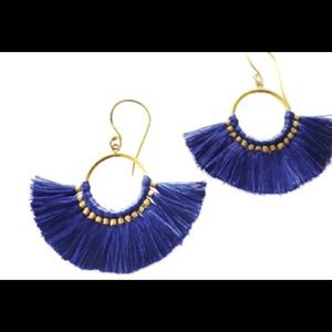 Dangling Blue Fringe Earrings