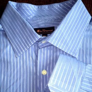 Men's Ben Sherman Dress Shirt Blue, White Stripes