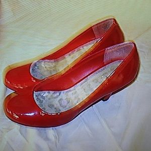 Red patent leather shoes