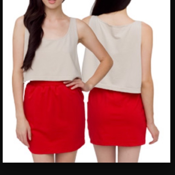 American Apparel red nylon pocket skirt