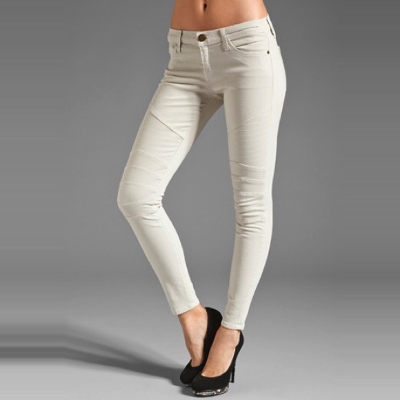 Current/Elliott Moto ankle skinny jeans in cream