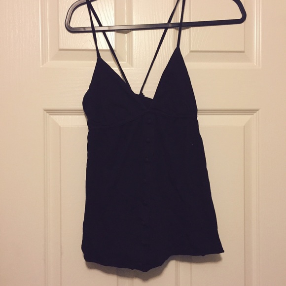 Simple black strappy tank top