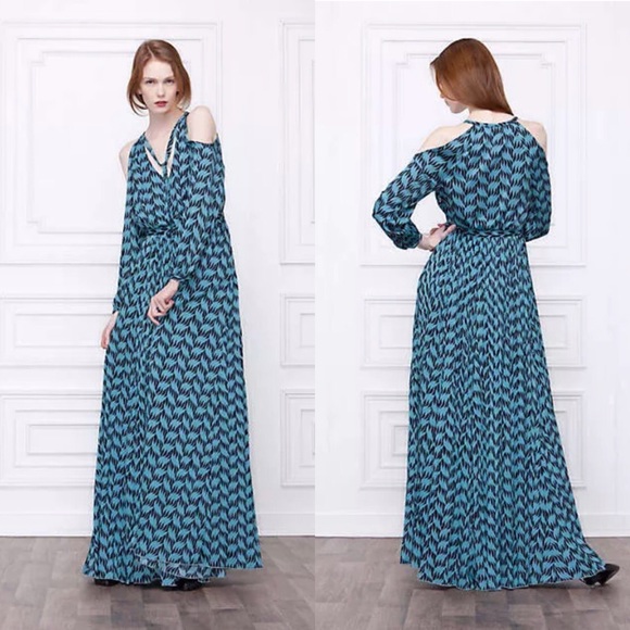 💃🏻HP!🎉Anthro Boho Blue Print Maxi Dress Formal