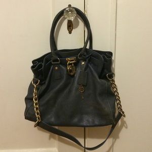 Michael Kors Large Hamilton Tote Navy w Gold